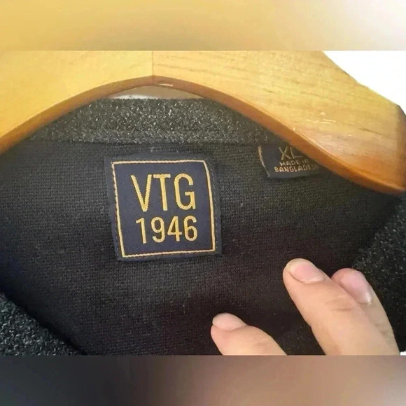 VTG 1946 Men’s Heather Grey/Black  Long Sleeved Shirt Size XL - Picture 7 of 10